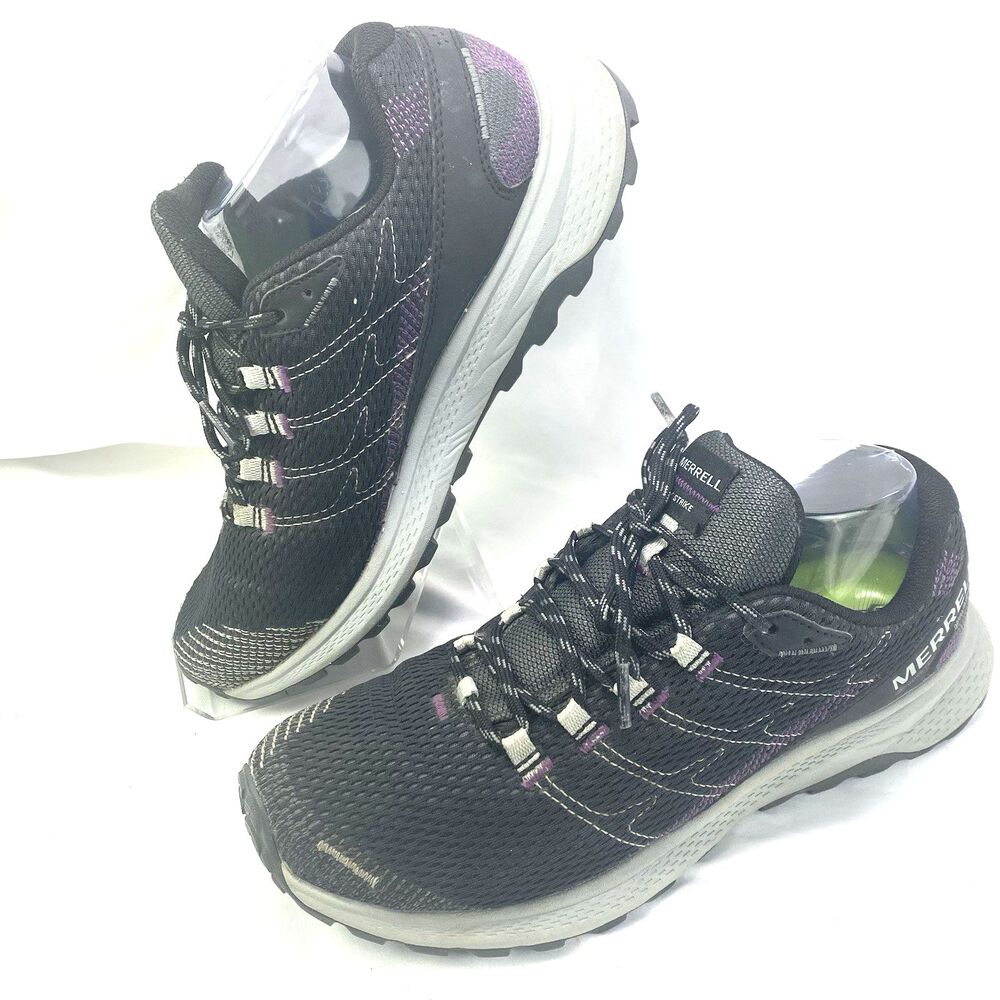 Merrell Fly Strike Gtx Shoes Womens Sz 10 Black Purple Mesh Trail